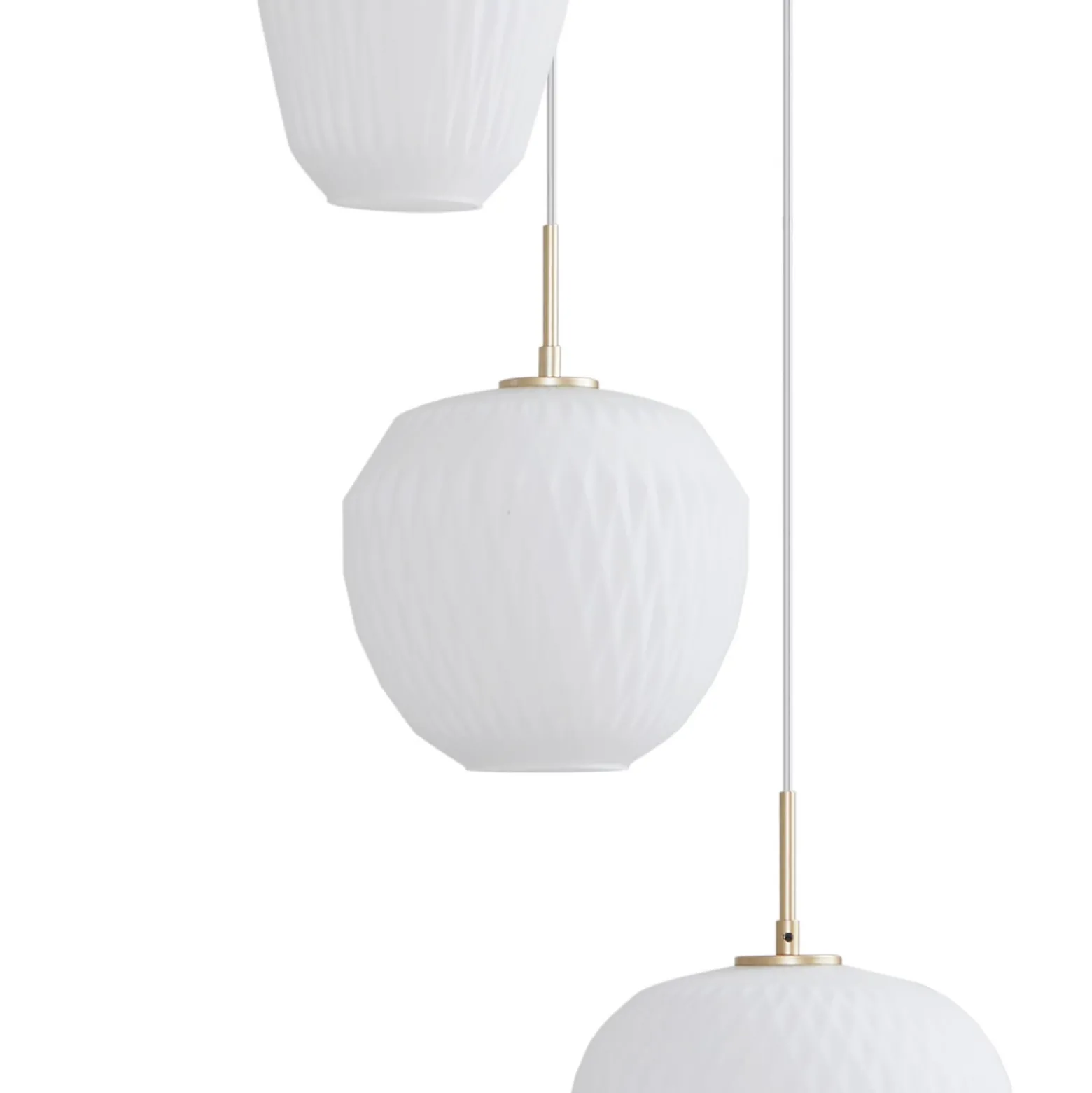 Lucande-riippuvalaisin Quinara, 3-valo, opaali, lasi, Ø 52 cm