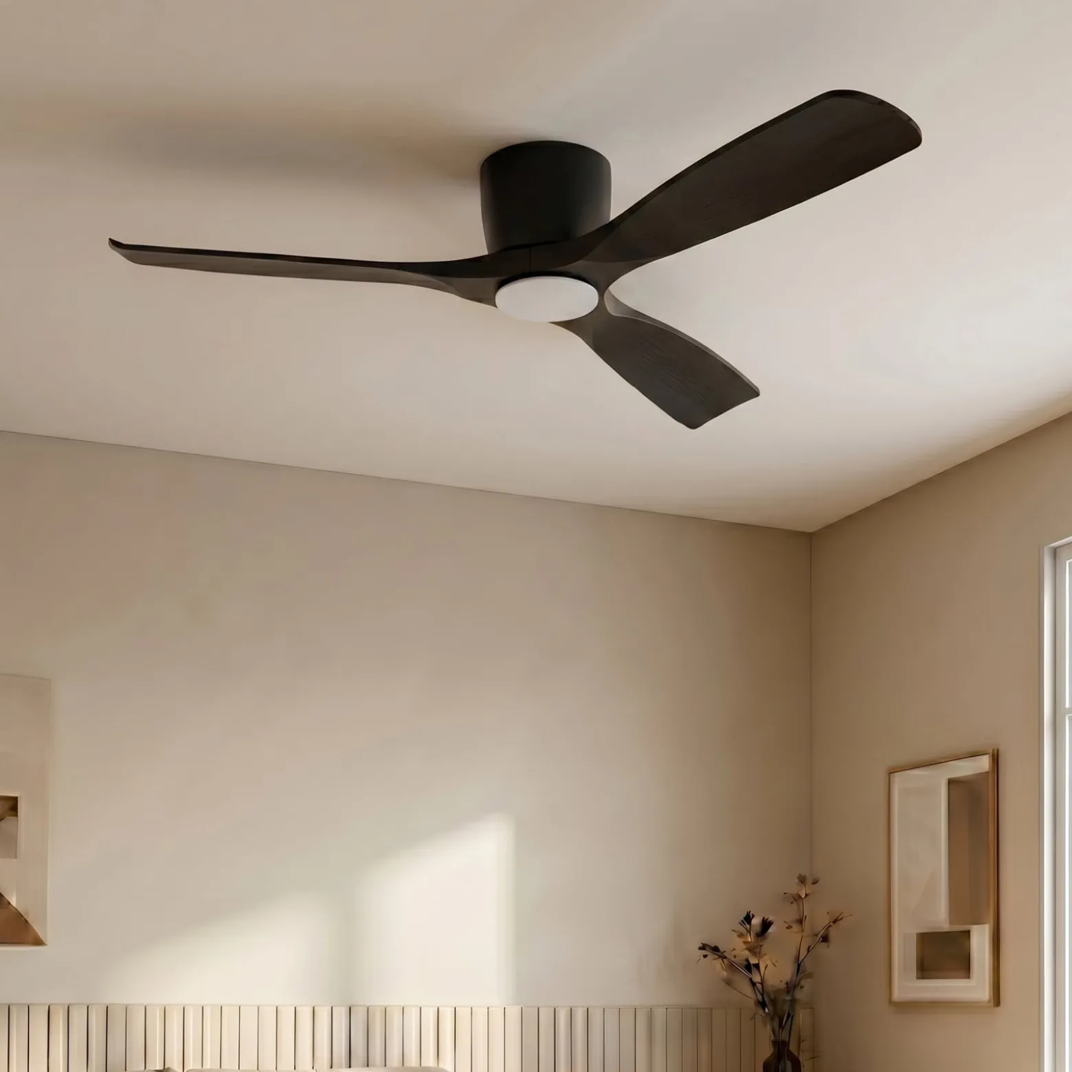 Lucande Smart LED-kattotuuletin Moneno, musta, DC, Tuya