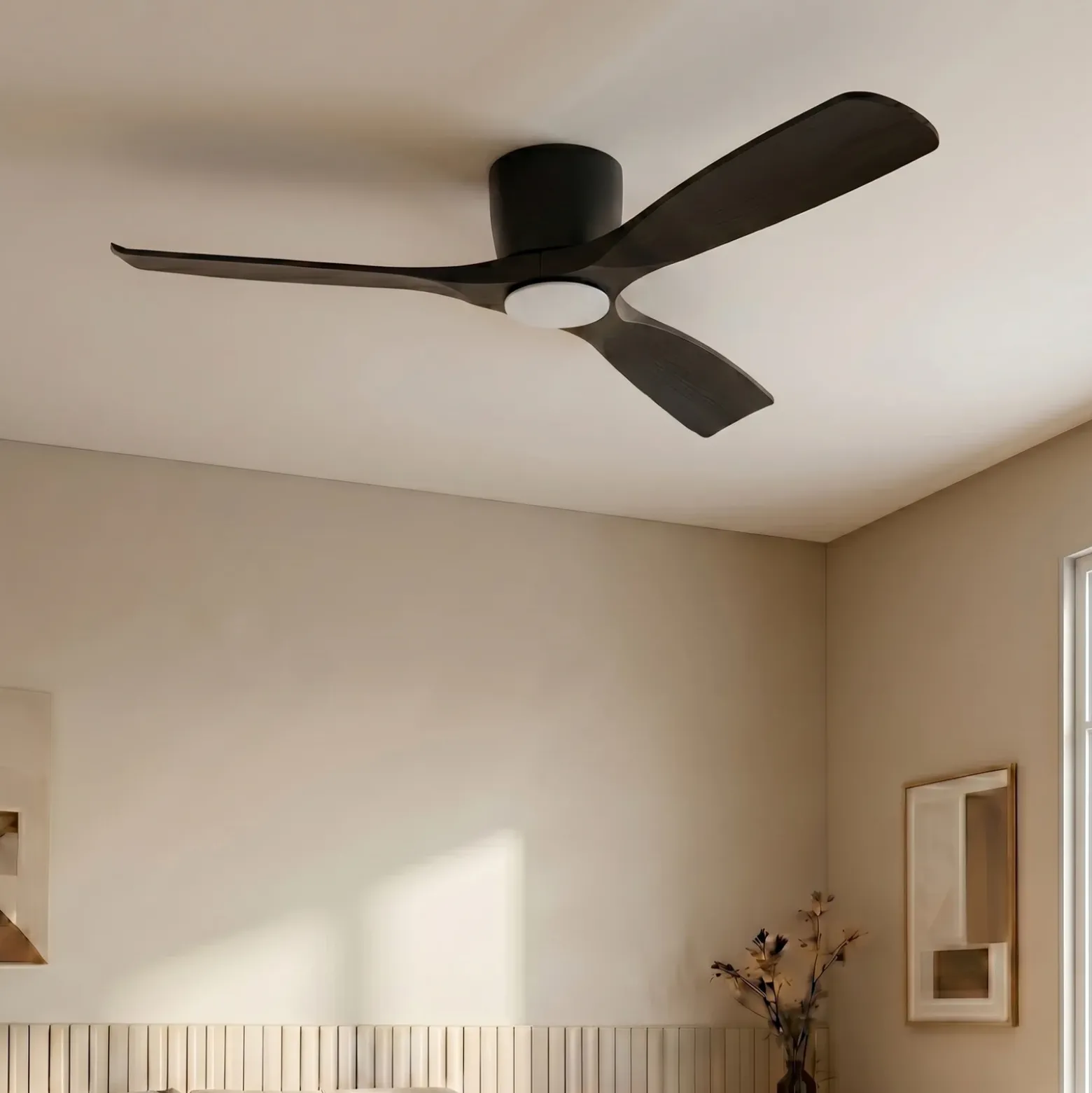 Lucande Smart LED-kattotuuletin Moneno, musta, DC, Tuya