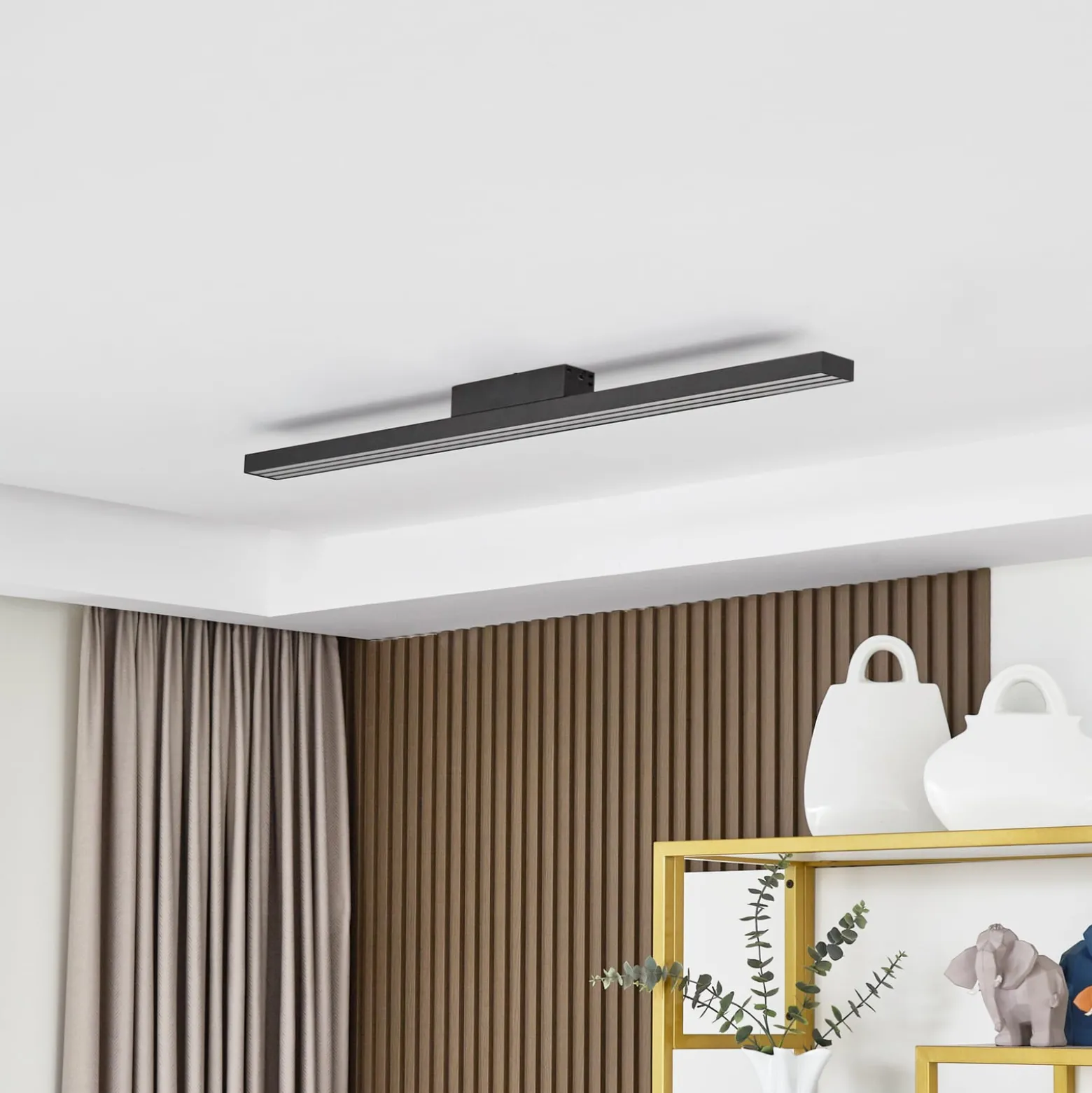 Lucande Smart LED kattovalaisin Leicy musta 5,8 cm RGB CCT