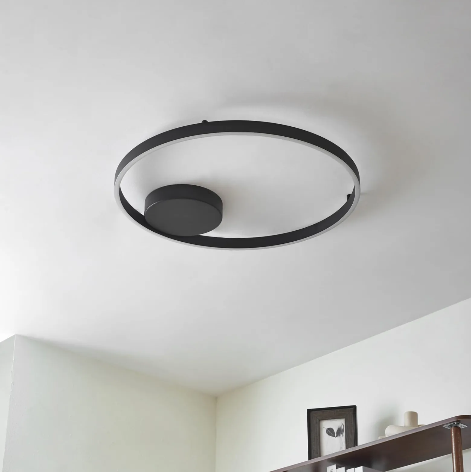 Lucande Smart LED -kattovalaisin Moise, musta, CCT, Tuya