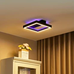 Lucande Smart LED-kattovalaisin Tjado, 30 cm, musta, RGBW