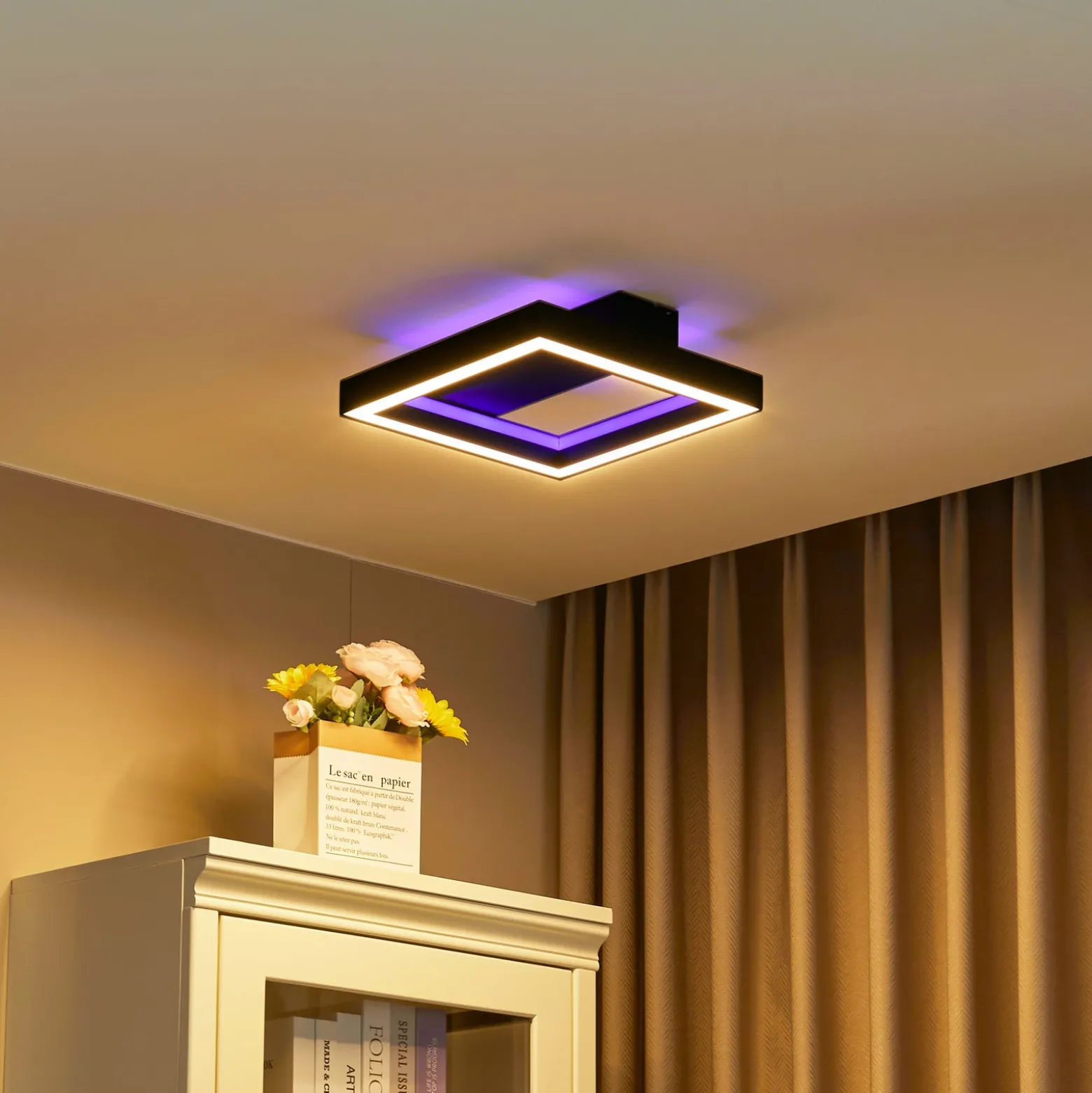 Lucande Smart LED-kattovalaisin Tjado, 30 cm, musta, RGBW