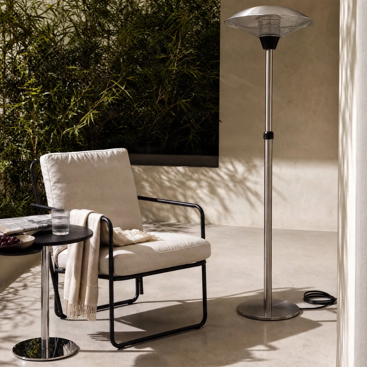 Lucande Solfire -terassilämmitin, hopea, 200 cm, IP44