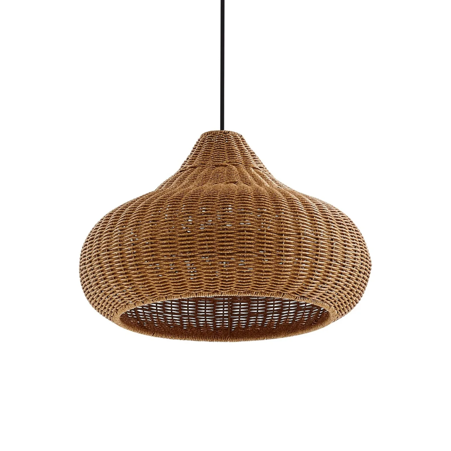 Lucande Taniola -ulkoriippuvalaisin, 1-lamppuinen, beige, rottinki, IP44