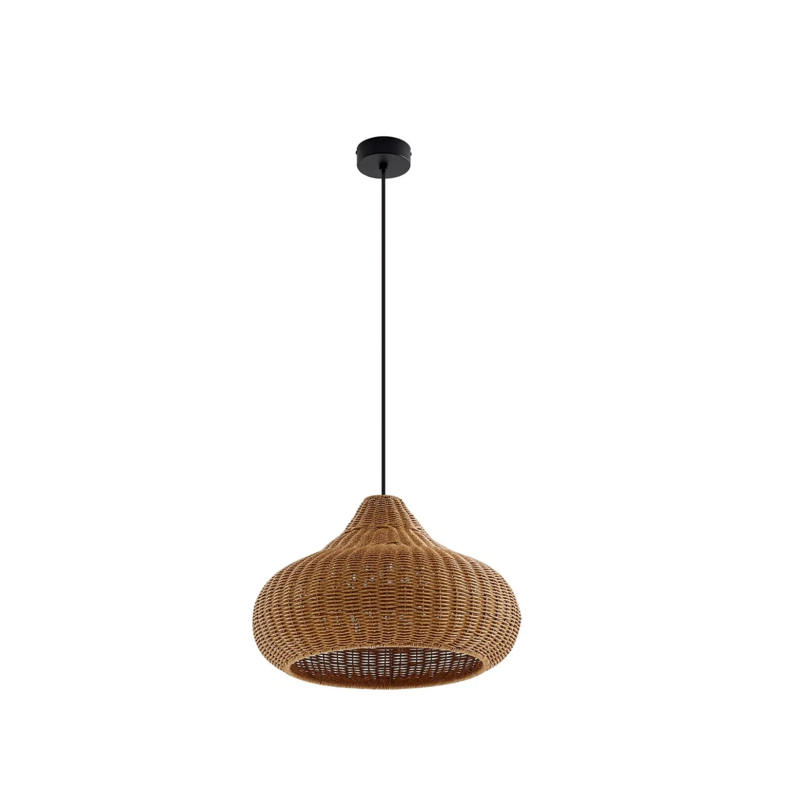 Lucande Taniola -ulkoriippuvalaisin, 1-lamppuinen, beige, rottinki, IP44
