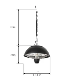 Lucande Theriona -terassilämmitin, musta, Ø 42 cm, IP24
