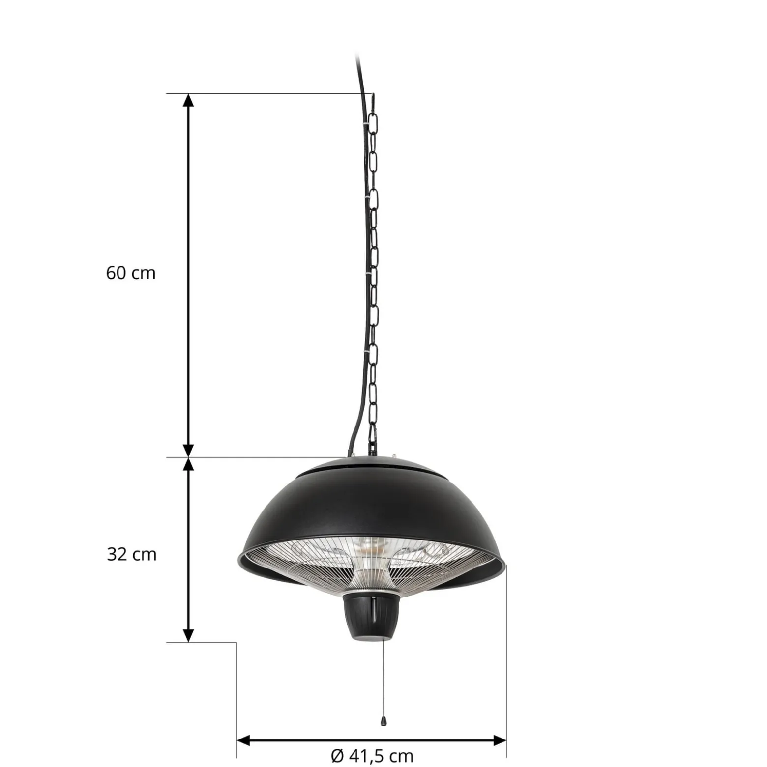 Lucande Theriona -terassilämmitin, musta, Ø 42 cm, IP24