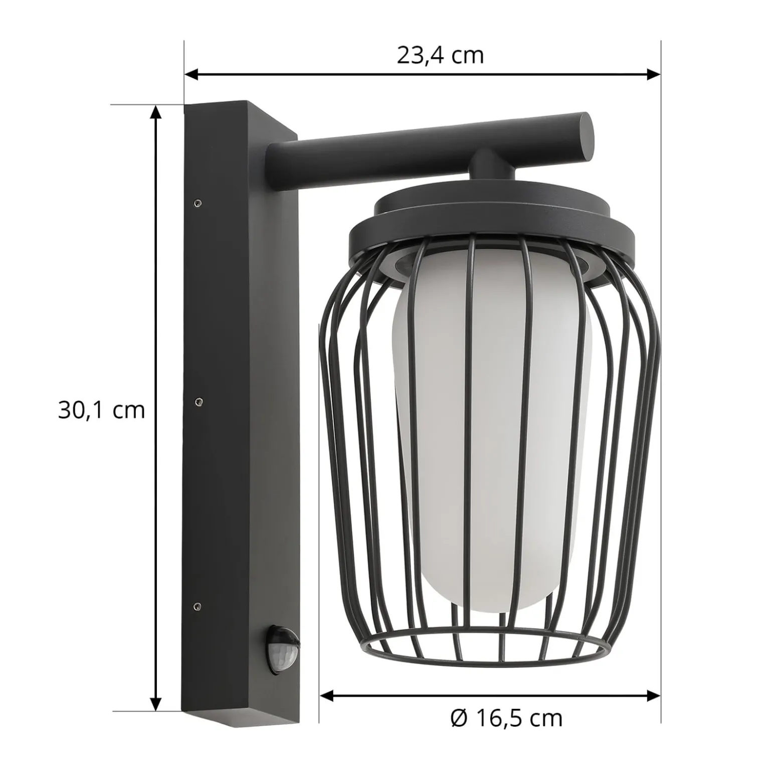 Lucande ulkoseinävalaisin Chandan, 30 cm, antrasiitti, anturi