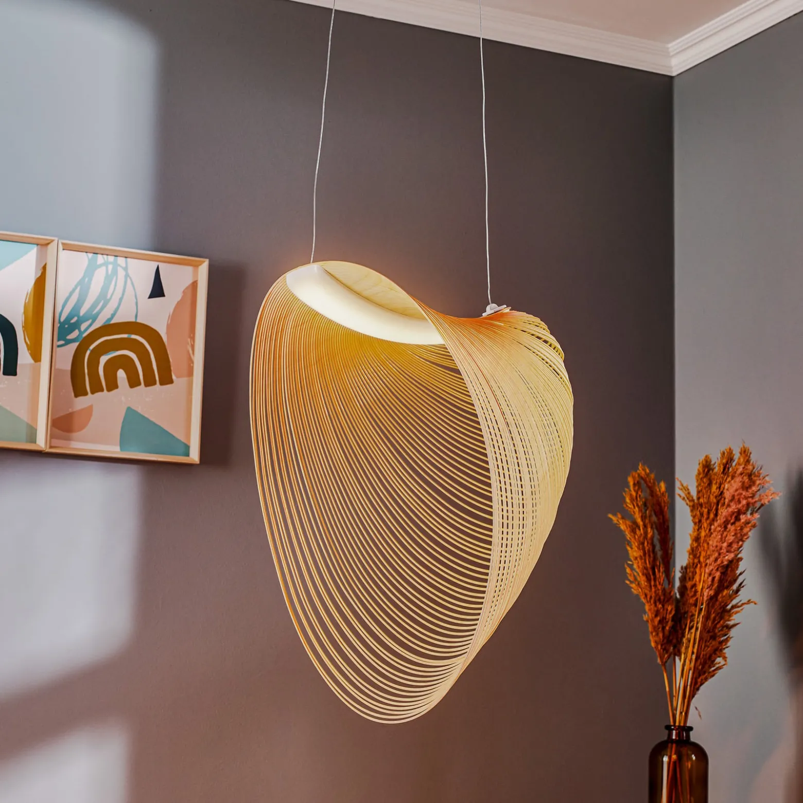 Luceplan Illan LED puinen riippuvalaisin himmennettävä Ø 60 cm