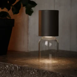 Luceplan Nui Mini -pöytälamppu, akku IP54 greige