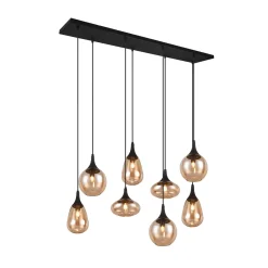 Lumina-riippuvalaisin, 8-lamppuinen, musta/kamarinvärinen, lasi