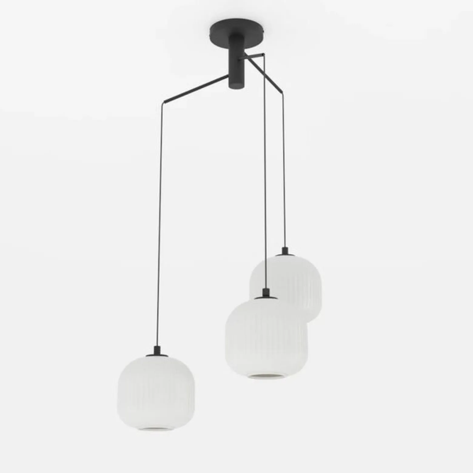 Mantunalle-riippuvalaisin, Ø 62 cm, musta/valkoinen, 3-valo.