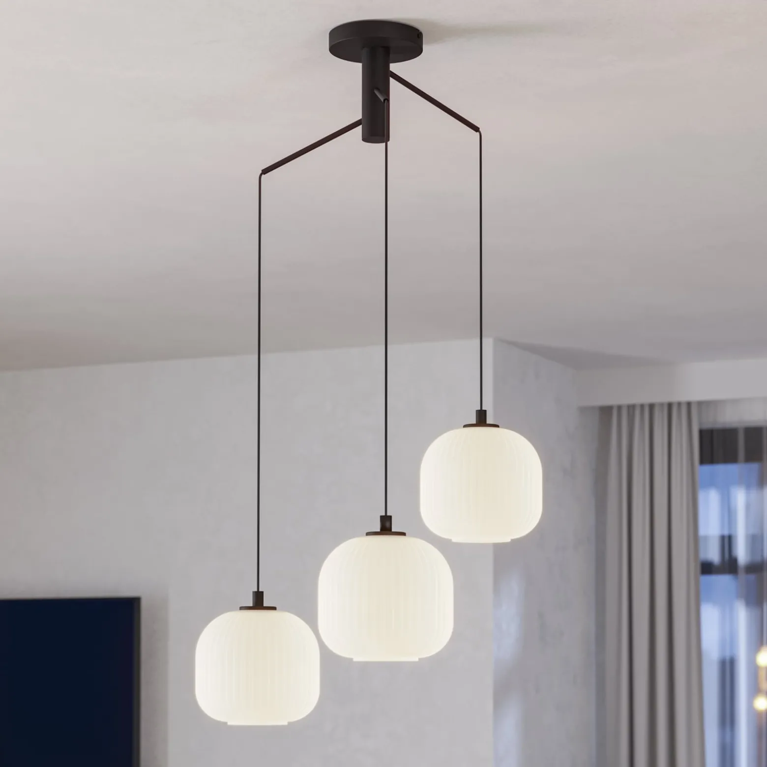 Mantunalle-riippuvalaisin, Ø 62 cm, musta/valkoinen, 3-valo.