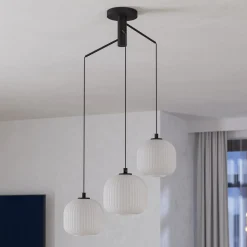 Mantunalle-riippuvalaisin, Ø 62 cm, musta/valkoinen, 3-valo.