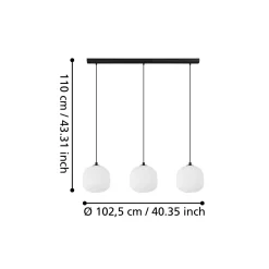 Mantunalle-riippuvalaisin, pituus 120 cm, musta/valkoinen, 3-valo.