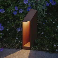 MARSET LED-pollarilamppu Domus, korkeus 26 cm, ruosteenruskea alumiini