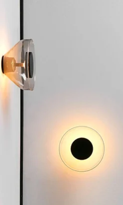 MARSET LED-seinävalaisin Aura, Ø 18 cm, savuharmaa/läpinäkyvä
