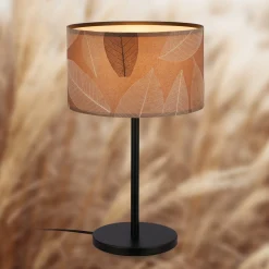 Mata pöytävalaisin, ruskea, tekstiili, korkeus 42 cm