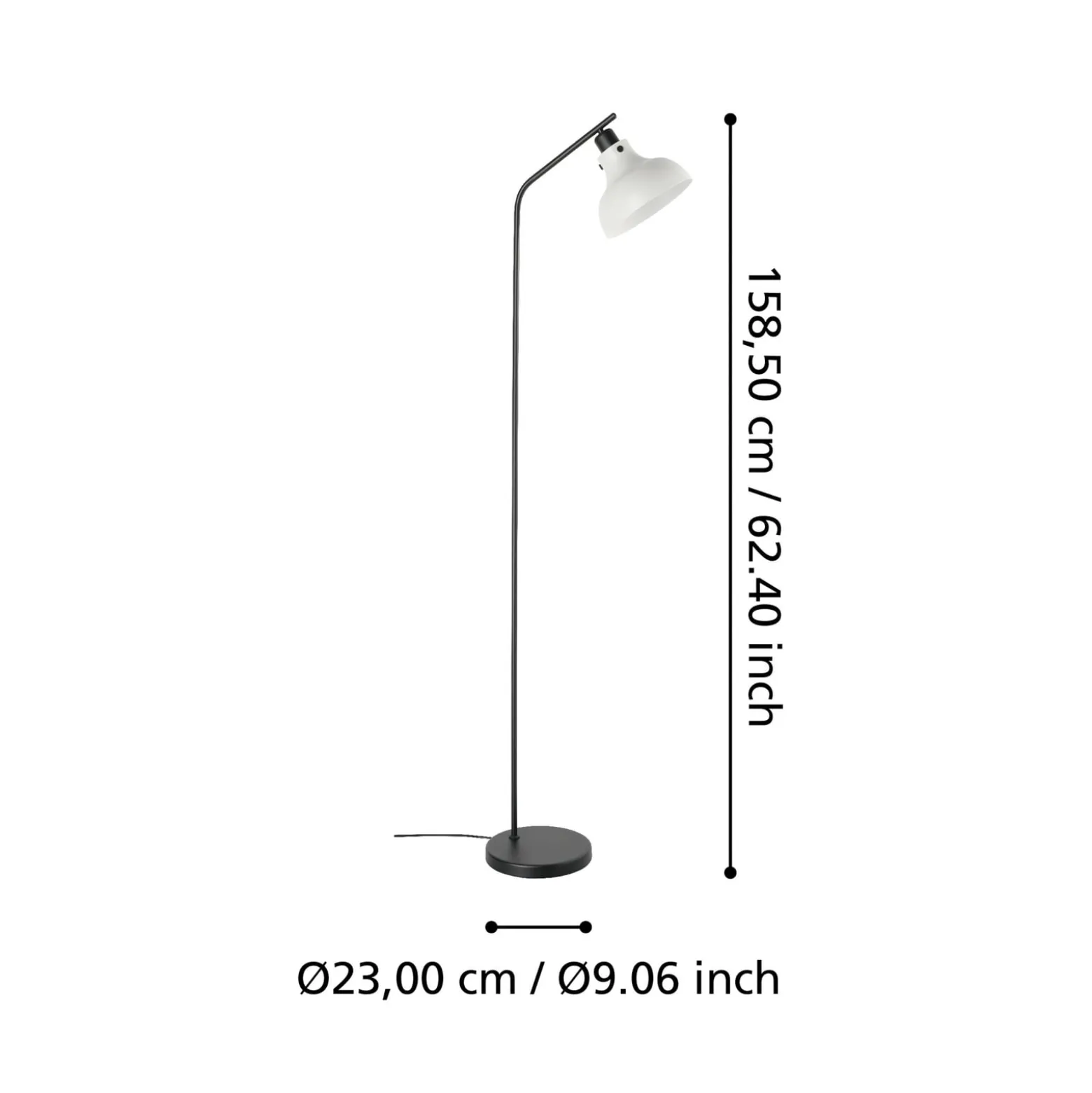 Matlock lattiavalaisin, korkeus 158 cm, harmaa/musta
