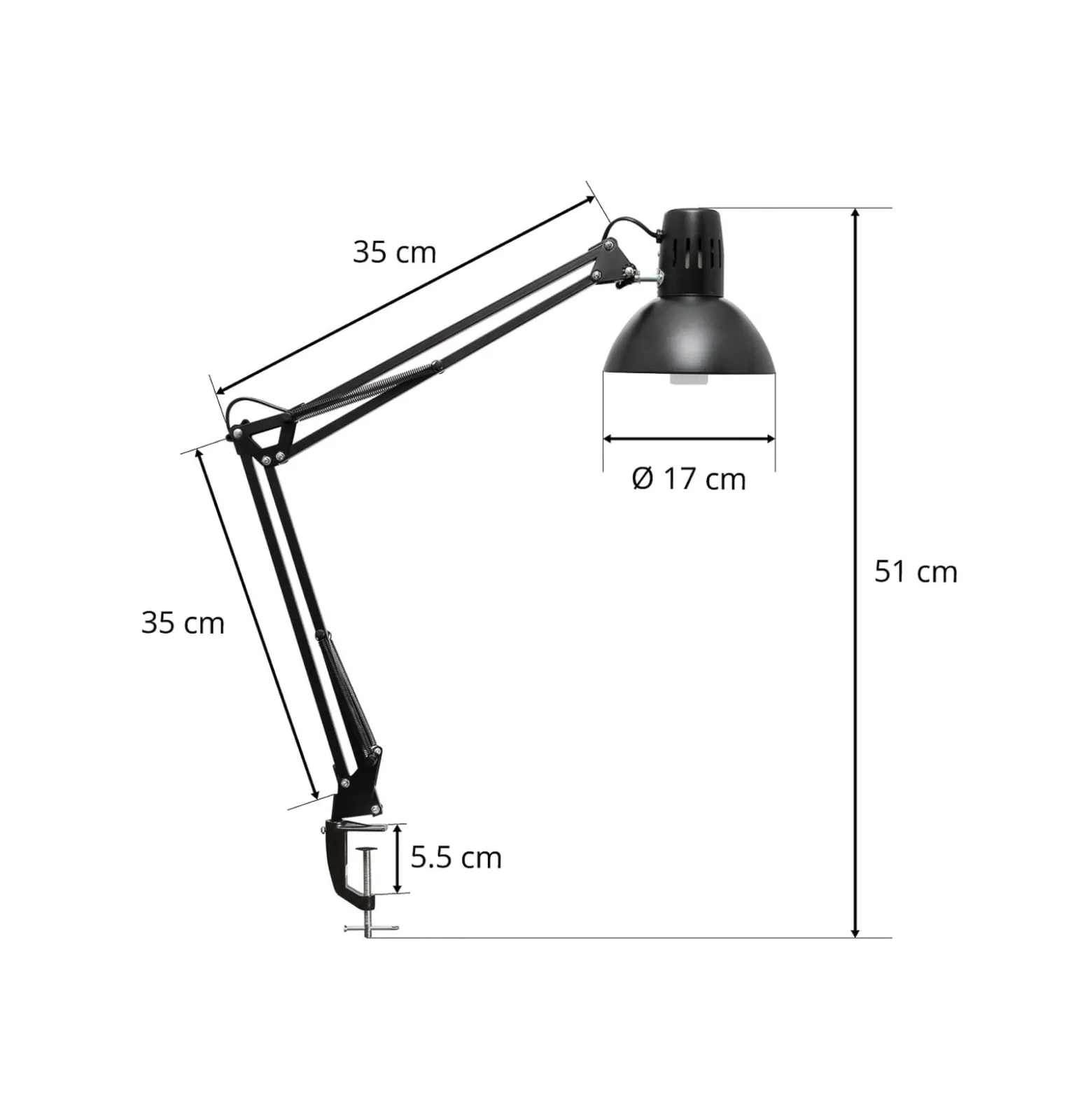 MAULstudy klipsivalaisin, musta, 44 cm, metalli, E27