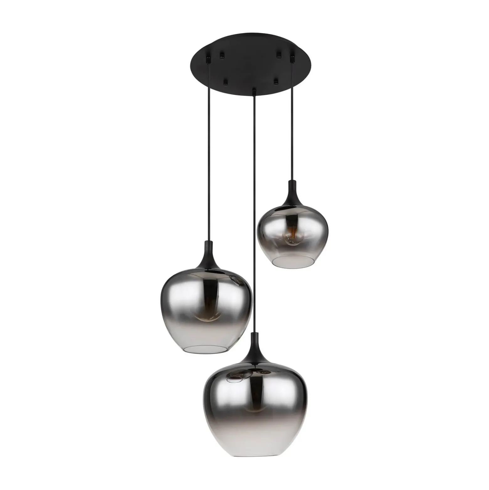 Maxy riippuvalaisin, Ø 48 cm, savunharmaa, lasi, 3-valo.