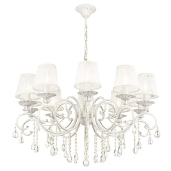 Maytoni Grace kattokruunu, valkoinen, 10 valoa, organza