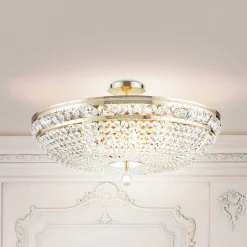 Maytoni kattovalaisin Ottilia, Ø 65 cm, kullanvärinen, kristallia