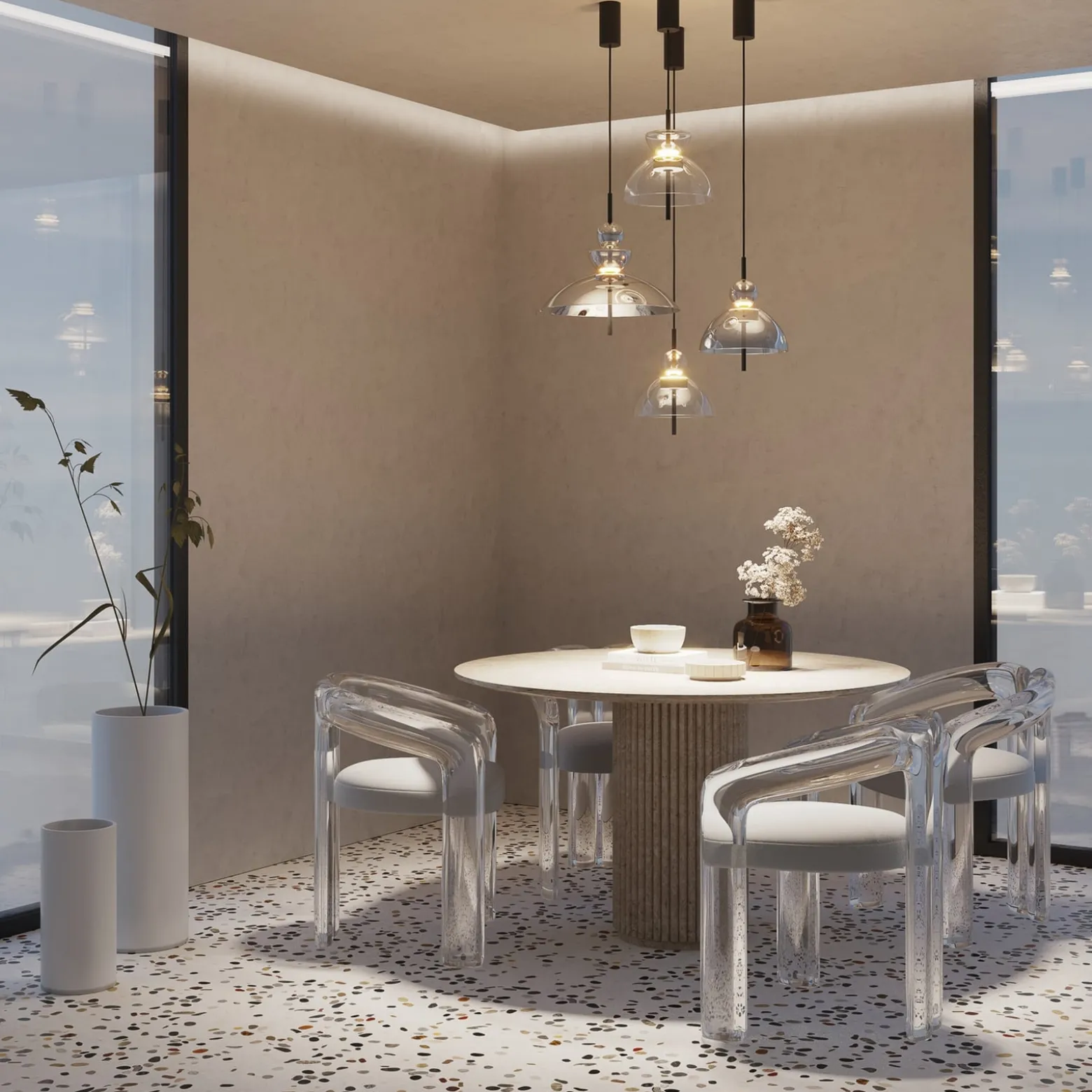 Maytoni LED-riippuvalaisin Bangkok, Ø 40 cm, kirkas, lasi