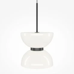 Maytoni LED-riippuvalaisin Kyoto, musta/valkoinen, Ø 22 cm, lasi