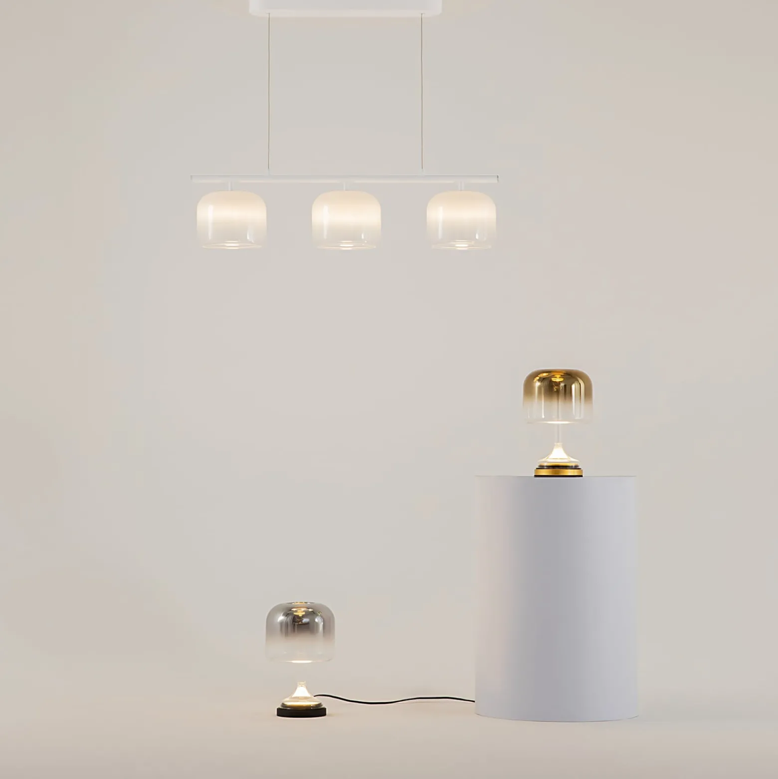 Maytoni LED-riippuvalaisin Spirito, 3-lamppuinen, valkoinen, lasi, himmennettävä