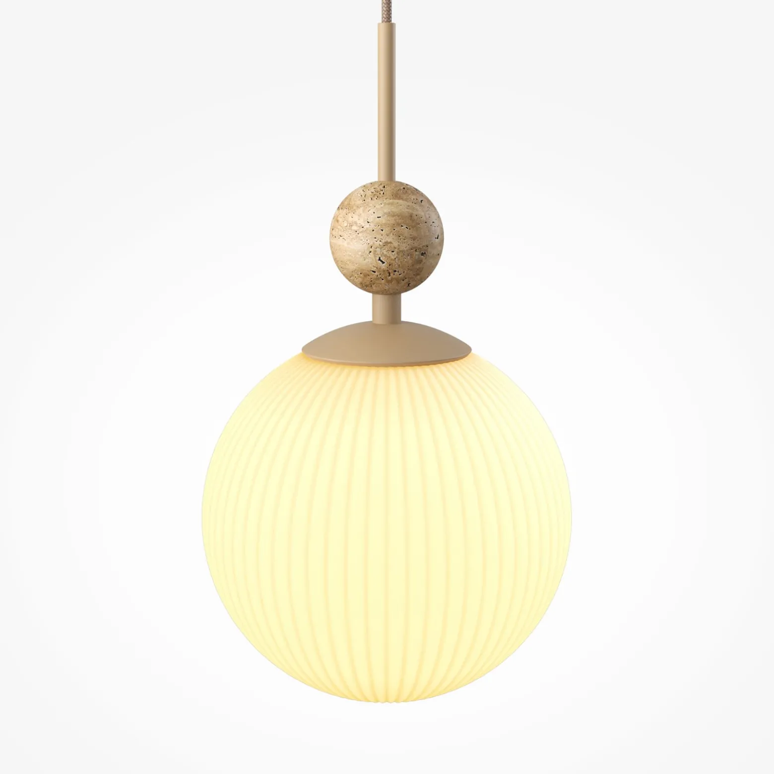 Maytoni Tavo-riippuvalaisin, beige, travertiini/lasi, Ø 20 cm