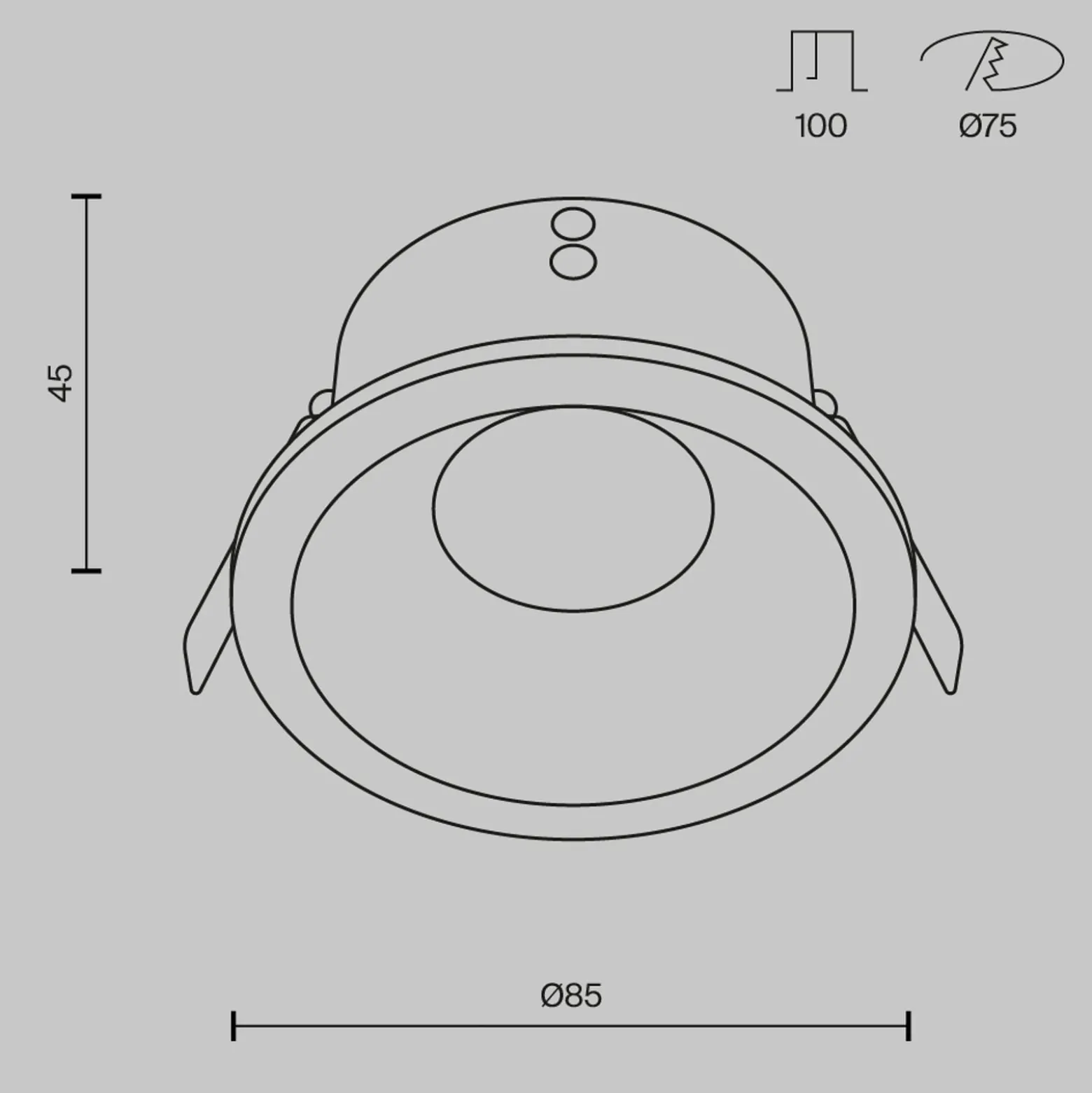 Maytoni upotettava kattovalaisin Zoom valkoinen Ø 8,5 cm alumiini IP65 GU10