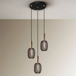Micron LED-riippuvalaisin, kolme lamppua, musta, kultaa