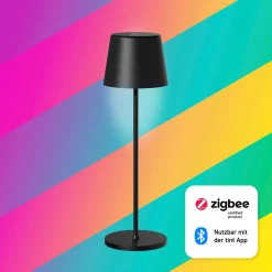 Müller Licht tint LED ladattava pöytävalaisin Dalia, alumiini, musta