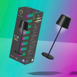 Müller Licht tint LED ladattava pöytävalaisin Dalia, alumiini, musta