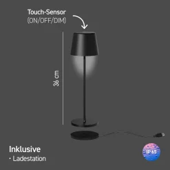 Müller Licht tint LED ladattava pöytävalaisin Dalia, alumiini, musta