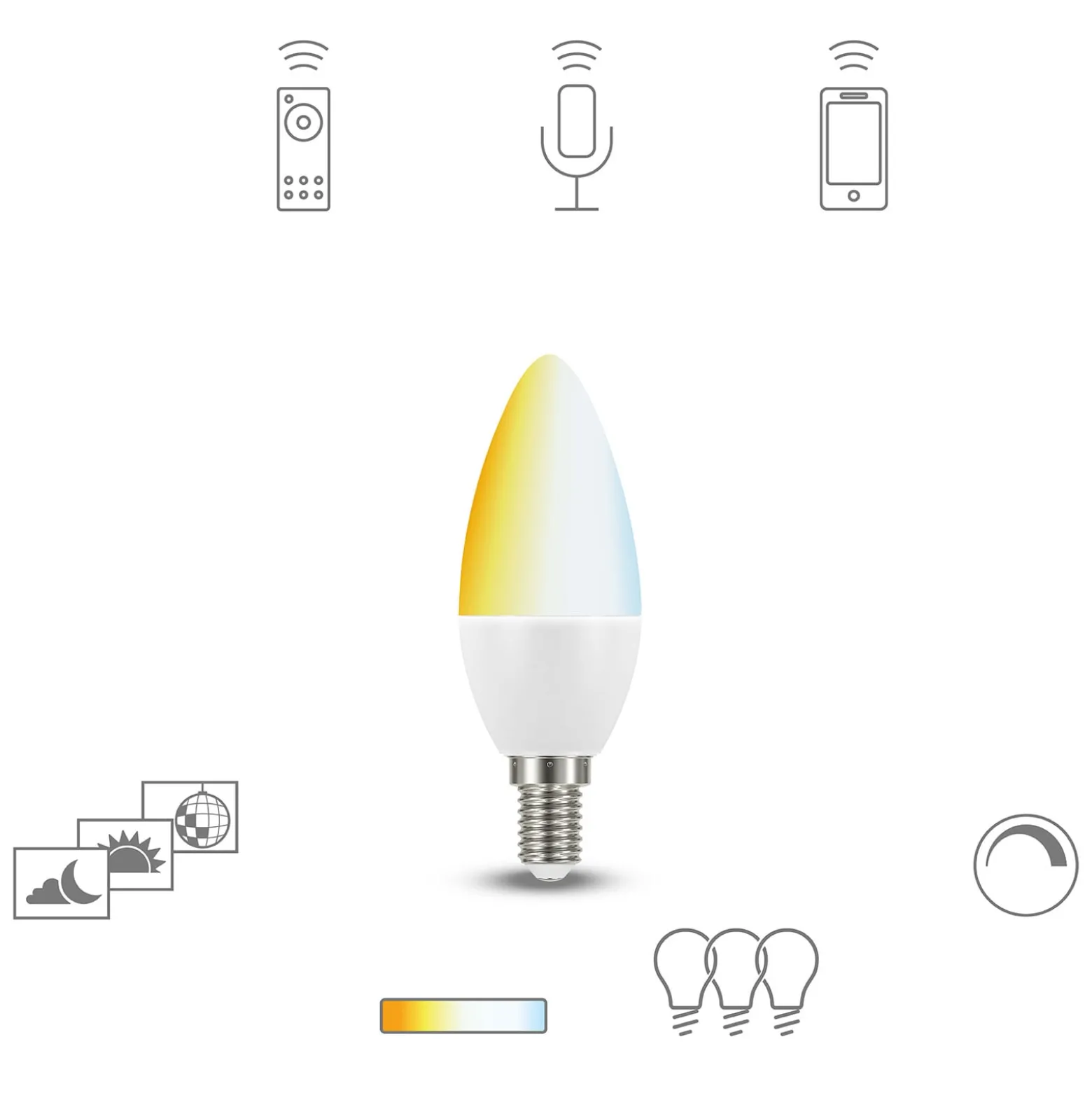 Müller Licht tint white-LED-kynttilälamppuE14 5,8W