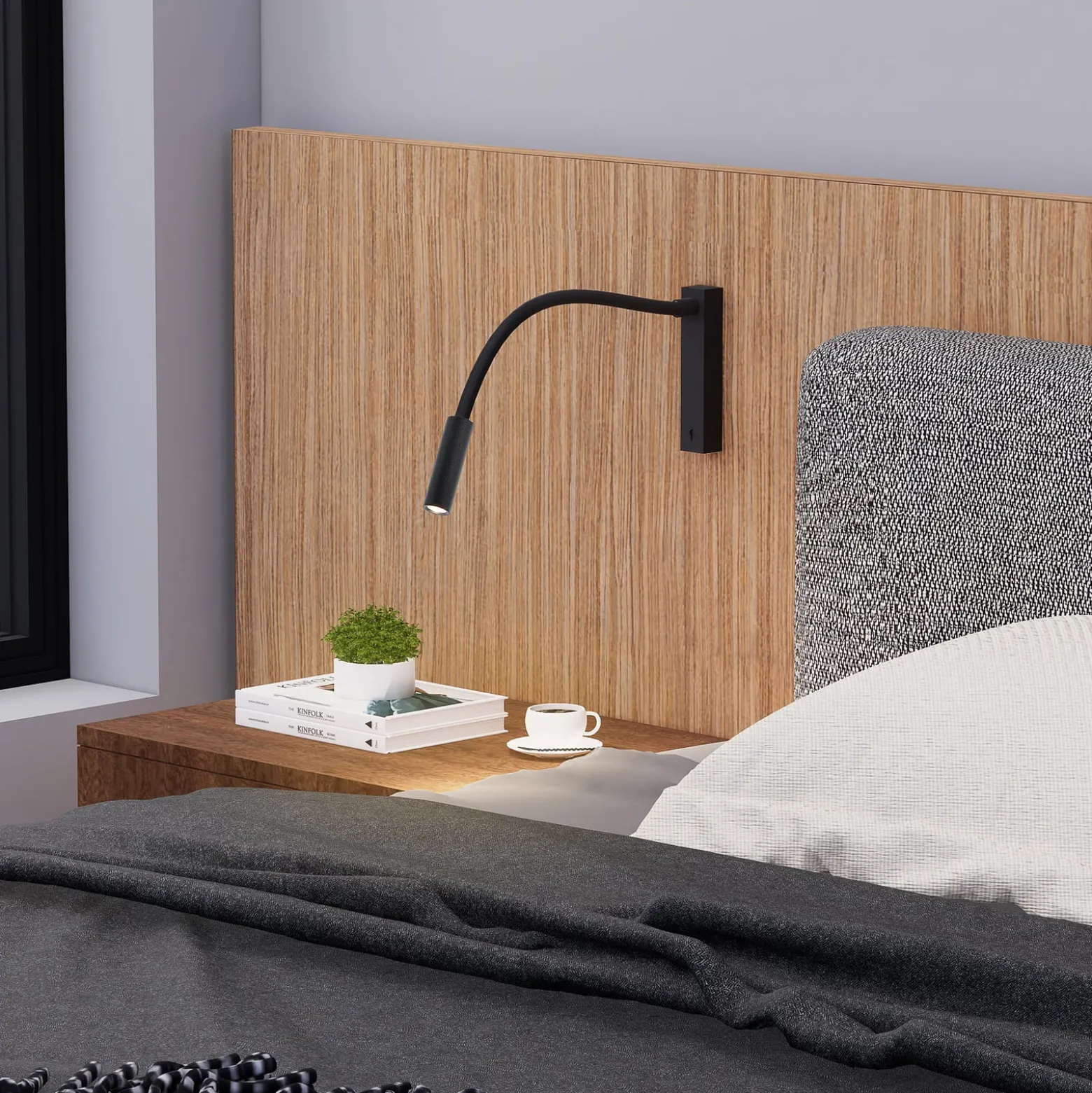 Molto Luce Arok LED-seinävalaisin, musta, alumiini, ulkonema 49 cm