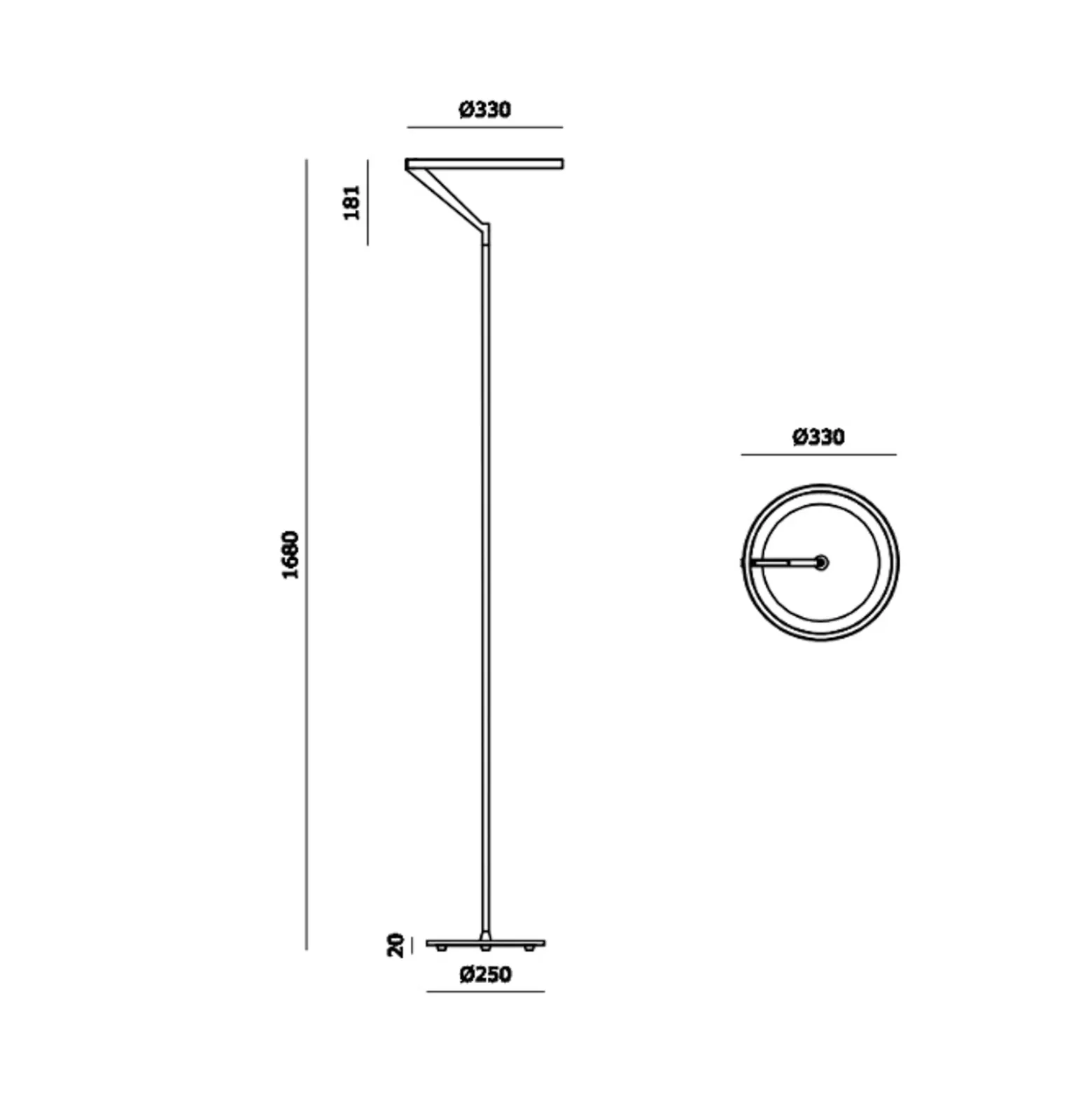 Molto Luce LED-lattiavalaisin Melli F, musta, alumiini, korkeus 168 cm