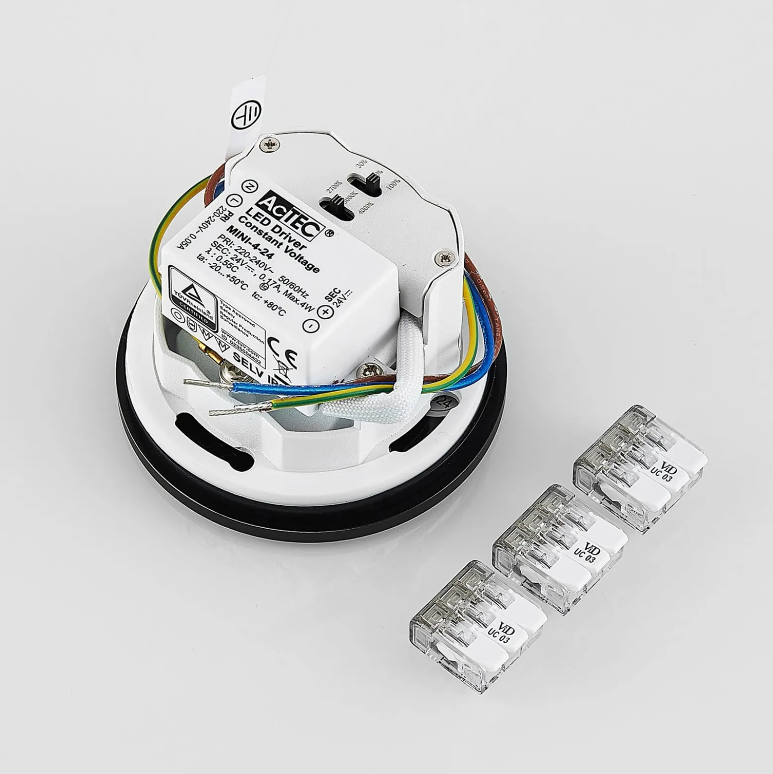 Molto Luce LED uppoasennusvalaisin Wall 68R lasi IP44 RD, musta, musta