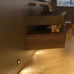 Molto Luce LED uppoasennusvalaisin Wall 68R lasi IP44 RD, musta, musta
