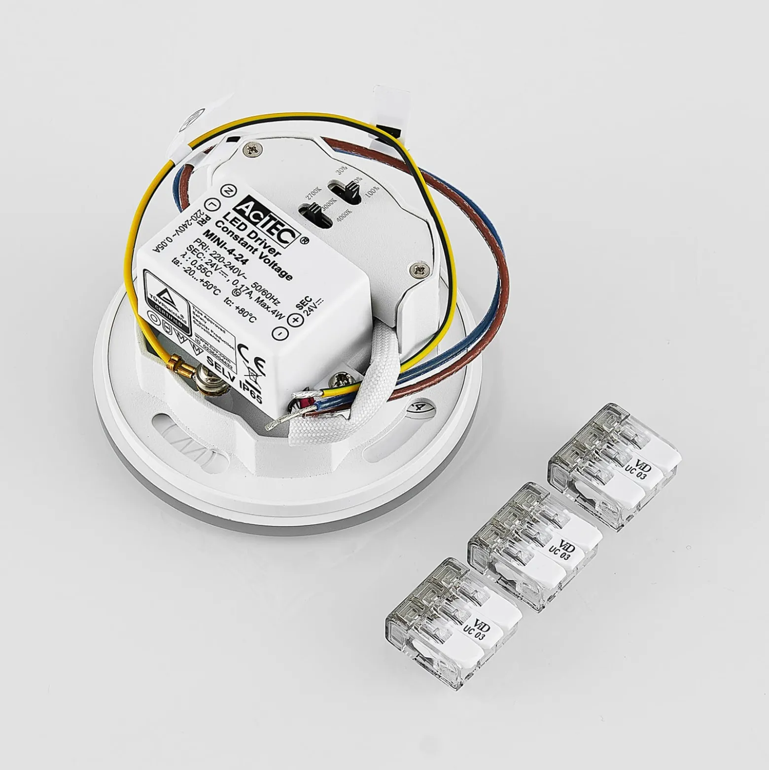 Molto Luce LED uppoasennusvalaisin Wall 68R lasi IP44 RD, valkoinen. CCT
