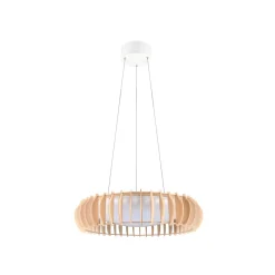 Monte LED-ripustusvalaisin, Ø 60 cm, vaalea puu, puu, CCT