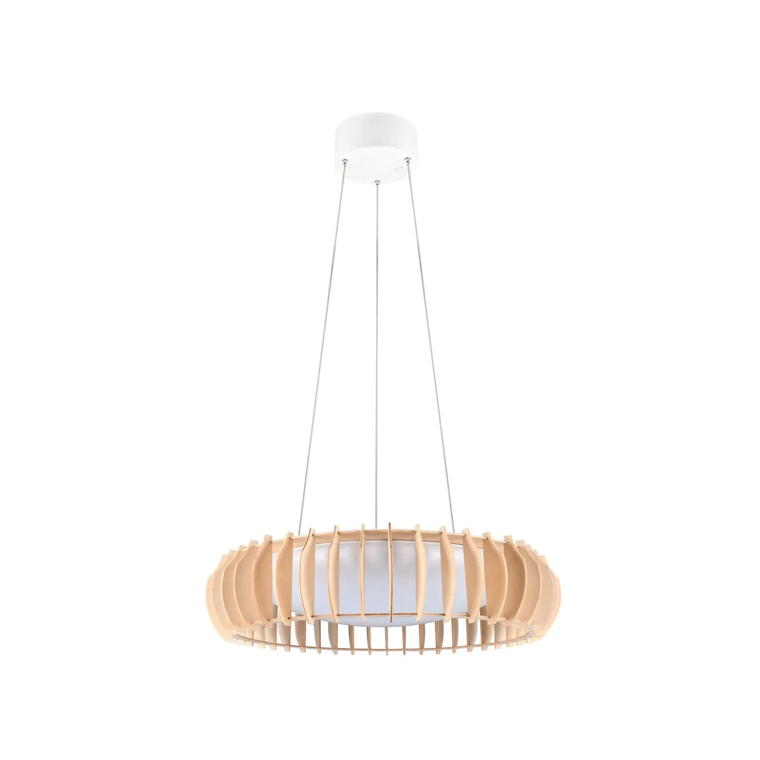 Monte LED-ripustusvalaisin, Ø 60 cm, vaalea puu, puu, CCT