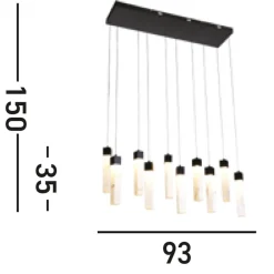 Moonbeam LED-riippuvalaisin, 10 valoa, musta, valkoinen, metallia