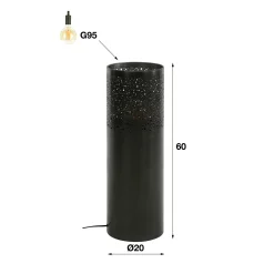 Narabi lattiavalaisin, korkeus 60 cm, musta-nikkelinen, metallia