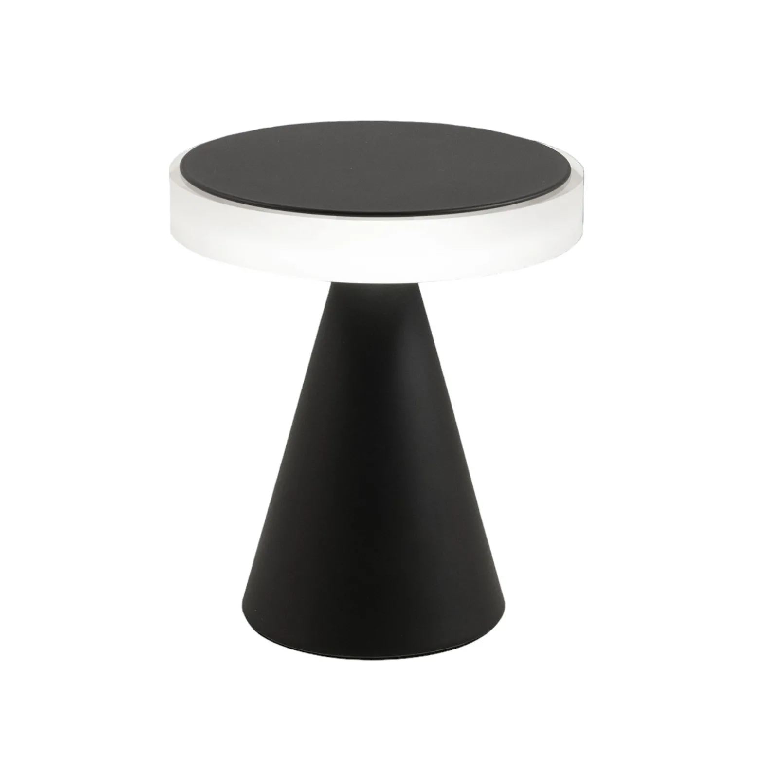 Neutra LED-pöytävalaisin, korkeus 20 cm, musta, kosketushimmennin