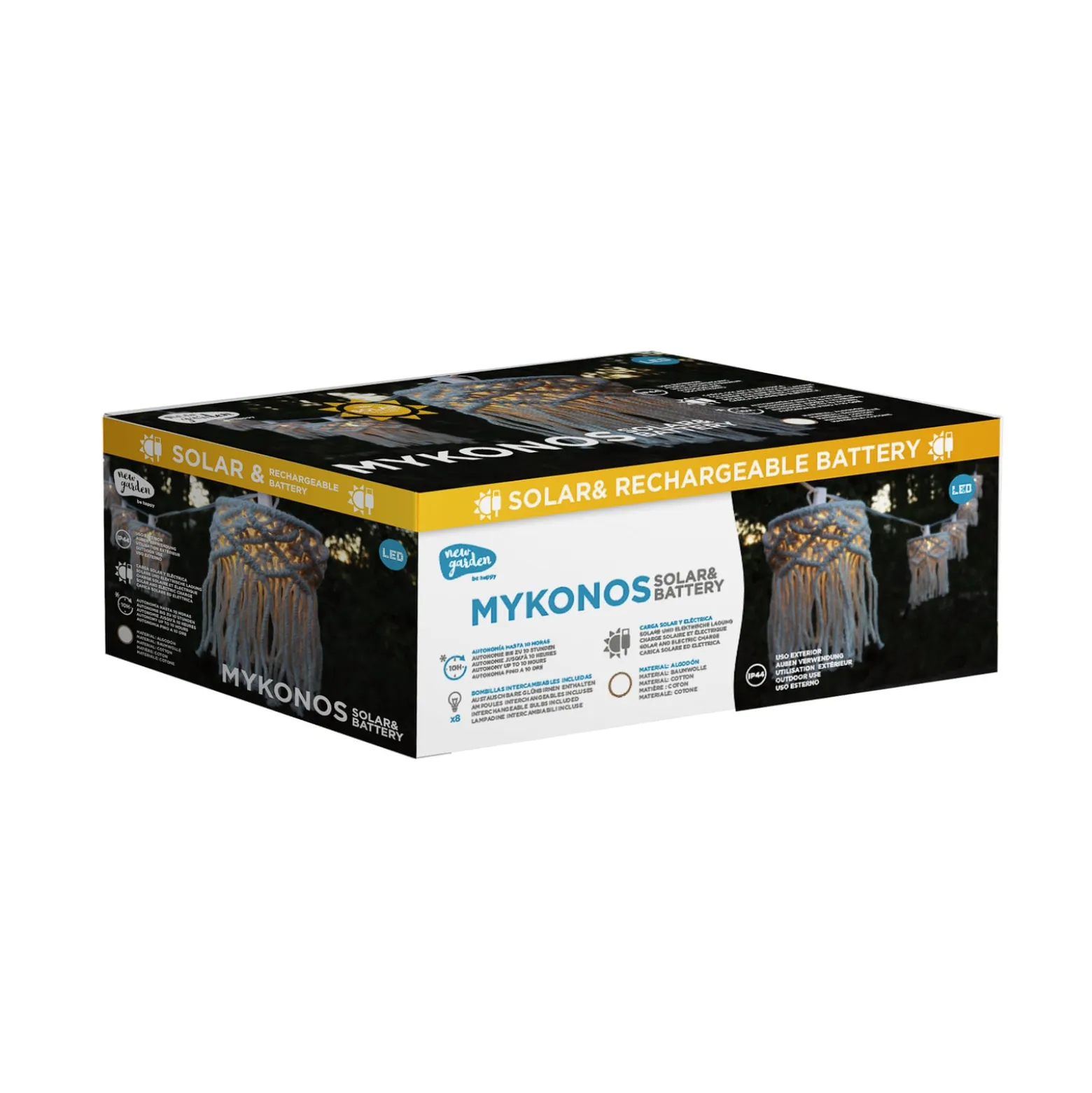 Newgardenin aurinkovalaisinketju Mykonos, valkoinen, IP44