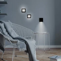 Newgarden LED-ladattava seinävalaisin Box 8, musta, 7.5x7.5cm